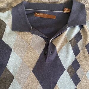 Perry Ellis Diamond Pattern Polo in Blue and Gray